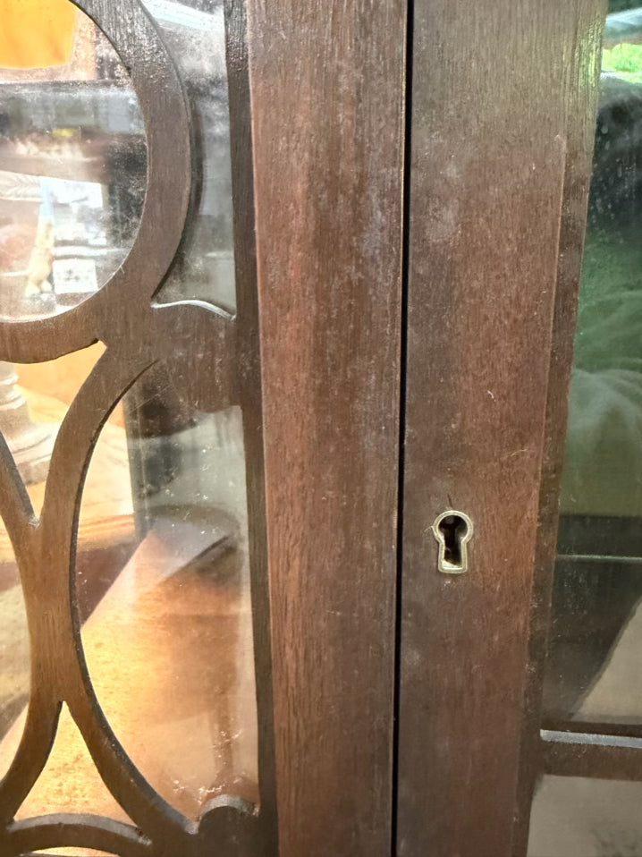 VINTAGE Dark Wood China Cabinet w/ Glass Door