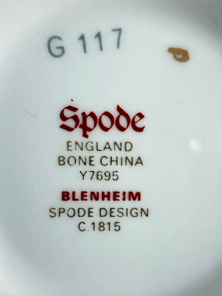 SPODE White, Green & Pink Bone China Blenheim 5 Piece Dinnerware Setting For 12 w/ Serving Pieces