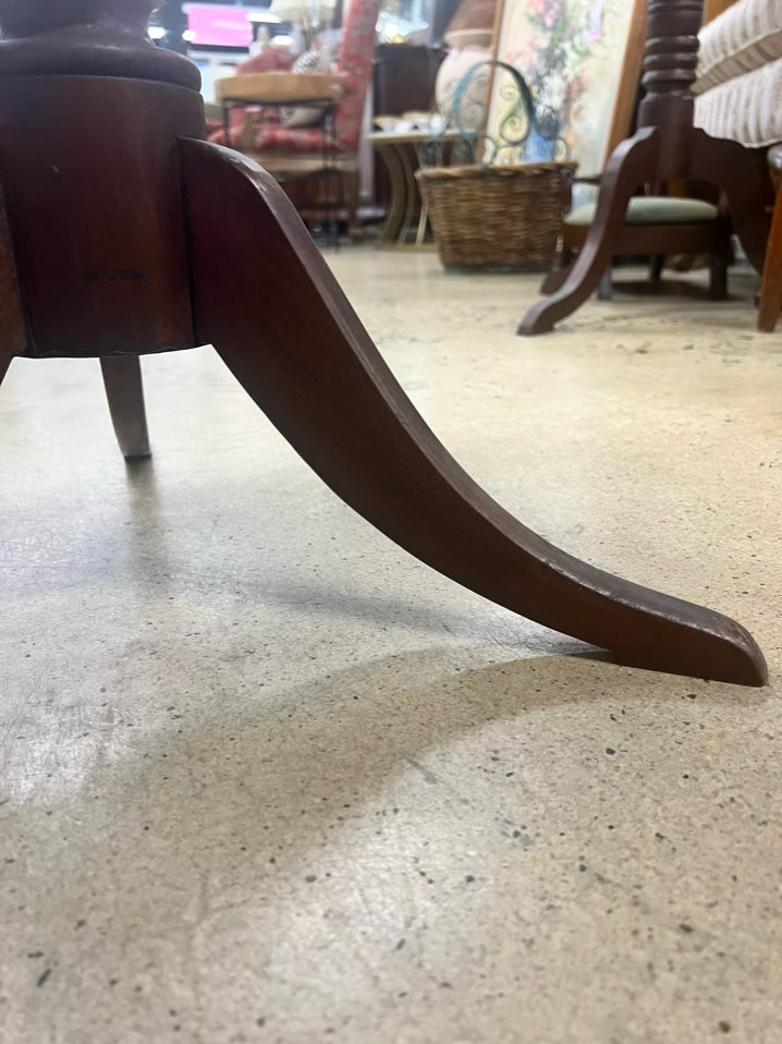 ANTIQUE Wood Round Occasional Table w/ Tripod Legs