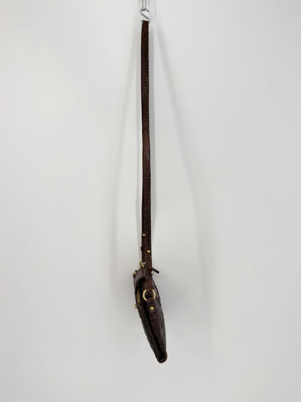 BRAHMIN Chocolate Leather Embossed Crossbody Bag