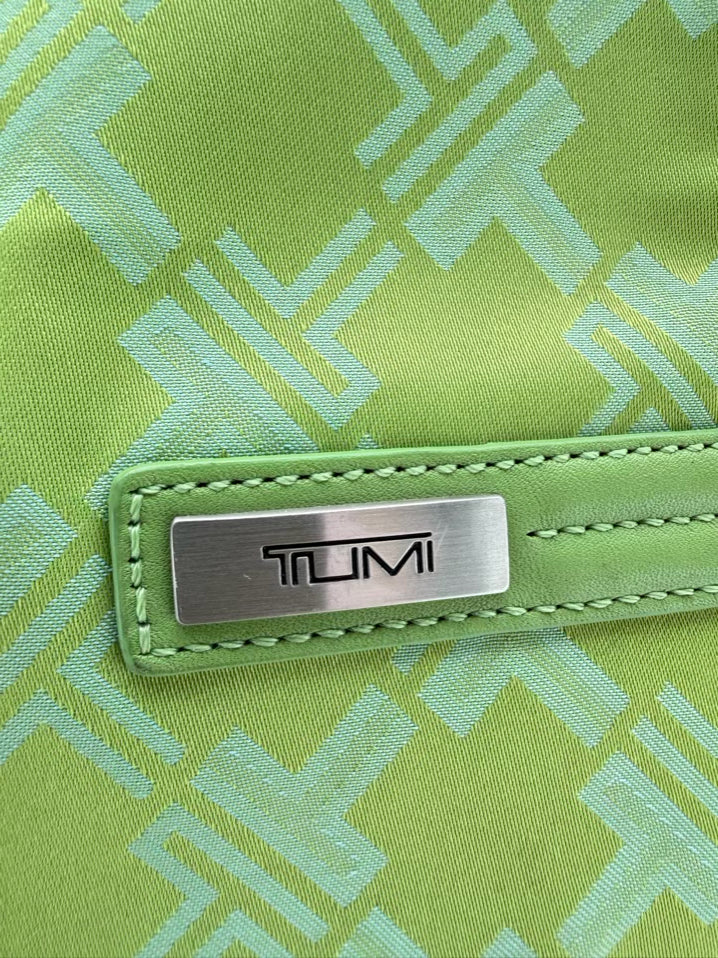 TUMI Green Nylon Monogram Tote Bag