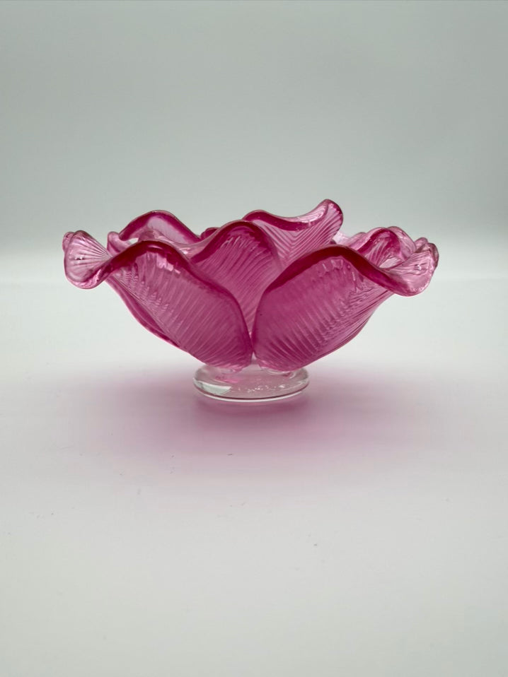 WATERFORD Pink Crystal Flower Paperweight
