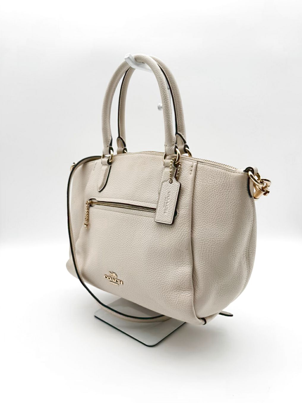 COACH Elise Satchel Cream Leather Purse
