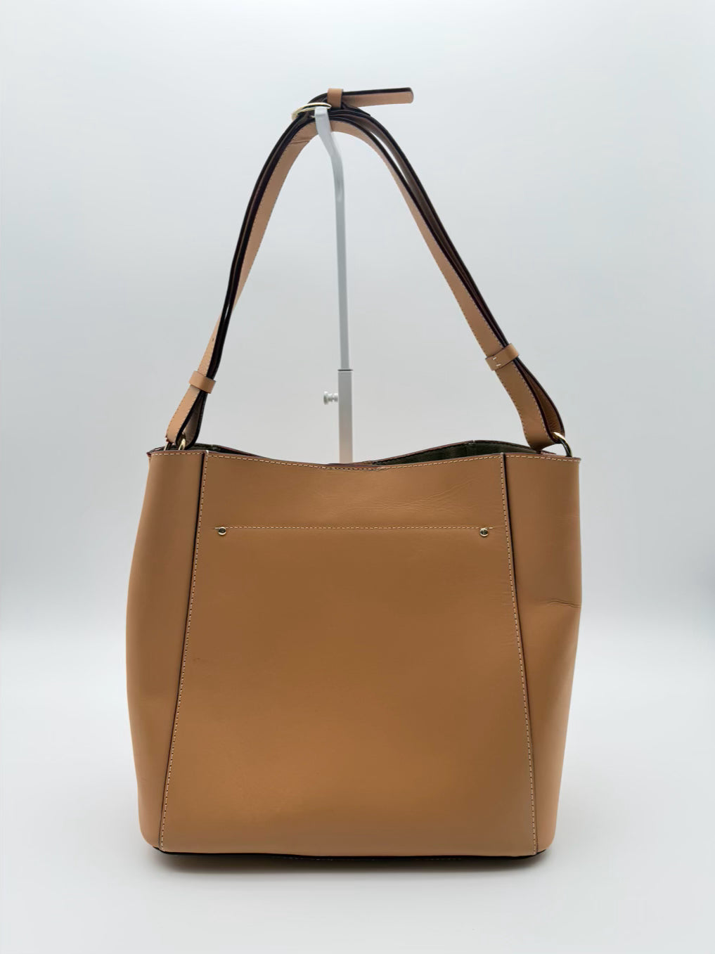 FRANCES VALENTINE Sand Leather Bucket Shoulder Bag