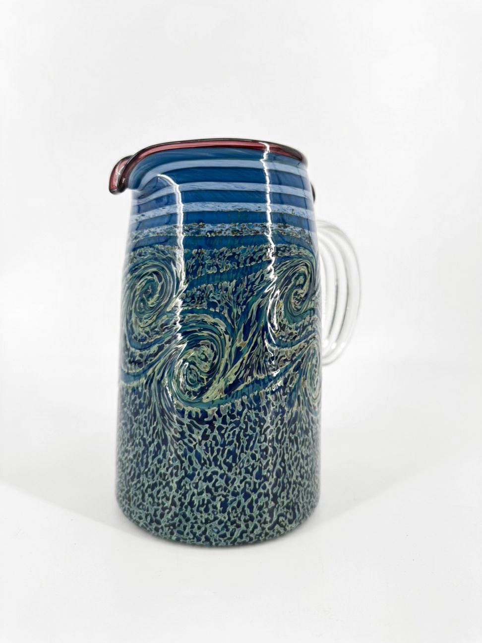 Blue & Yellow Blown Glass Stary Night Pitcher