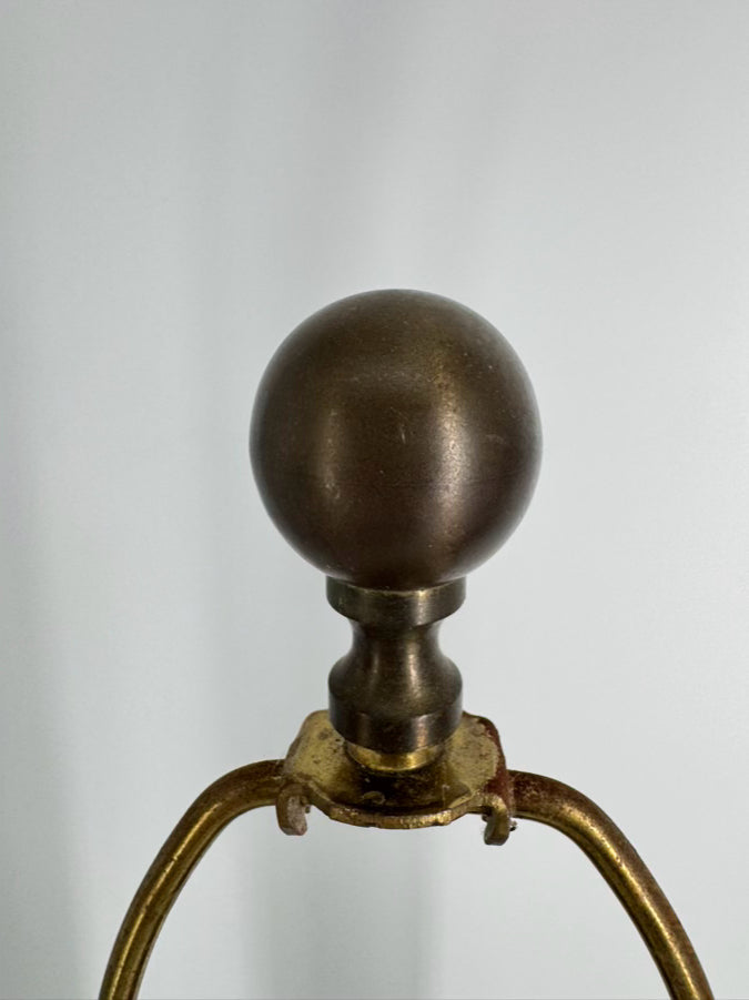 WILDWOOD Brass, Glass & Wood Column Pair of Lamps