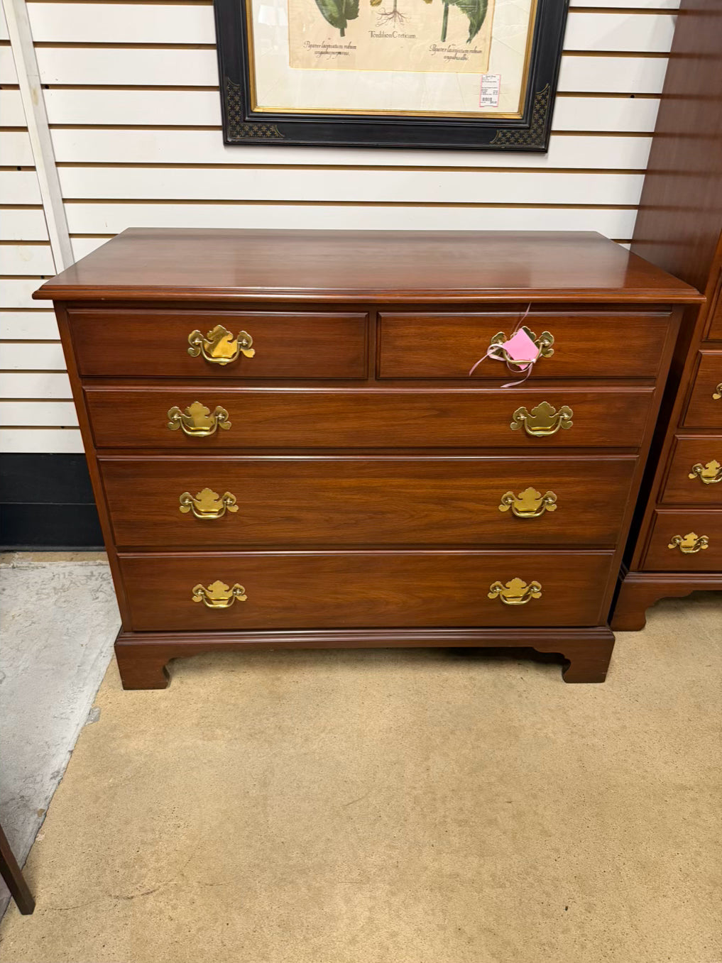 VIRGINIA GALLERIES Henkle Harris Wild Black Cherry Brown 5 Drawer Chest