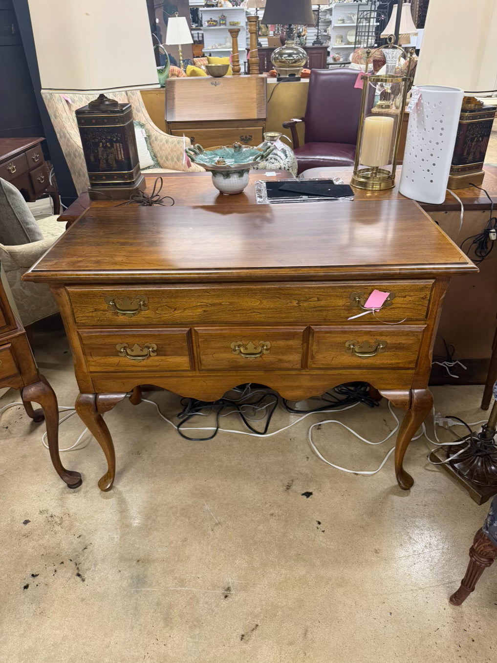 Wood Queen Ann Low Boy w/ Drawers