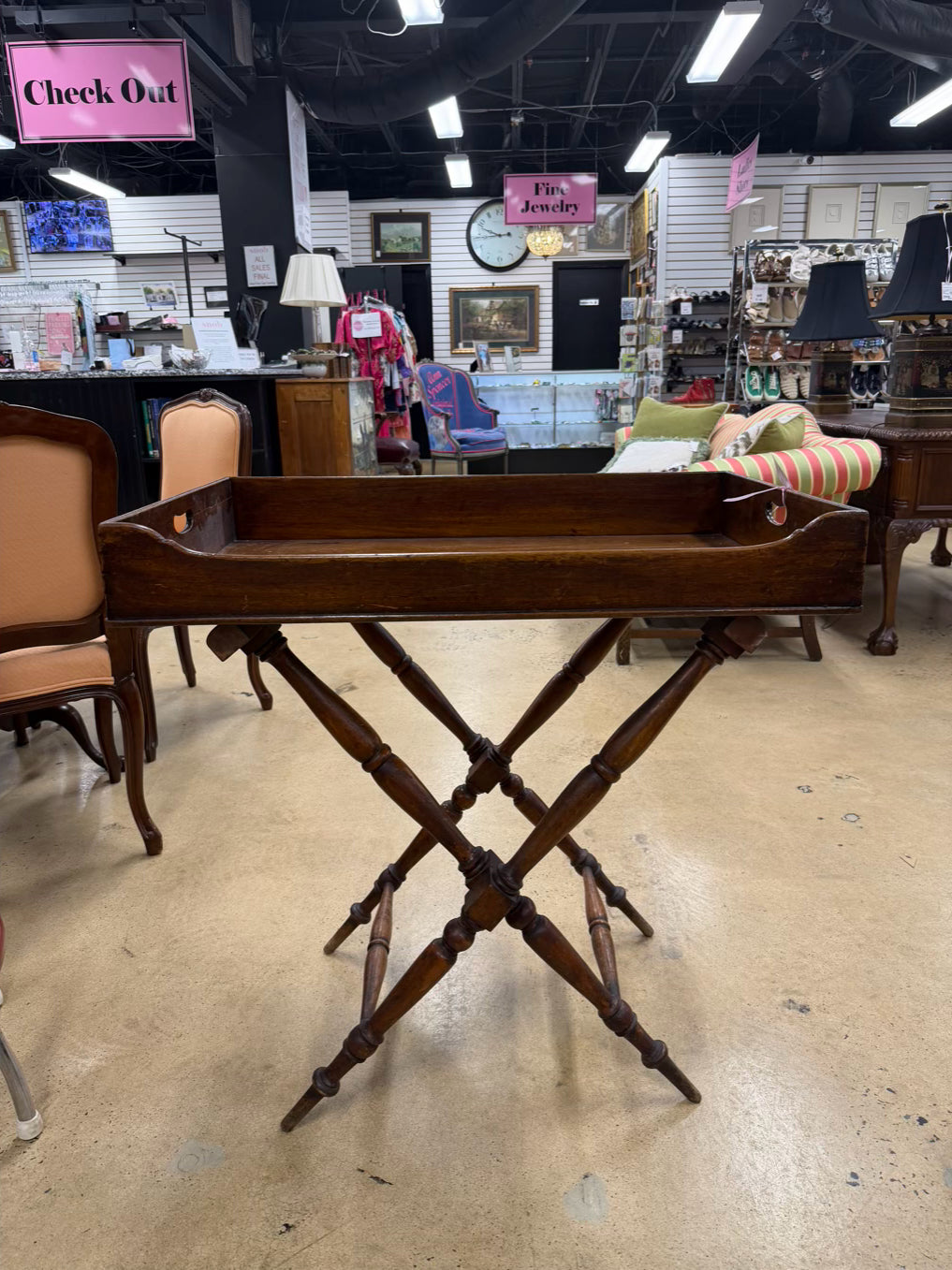 ANTIQUE Wood Folding Bar 2 Piece Table