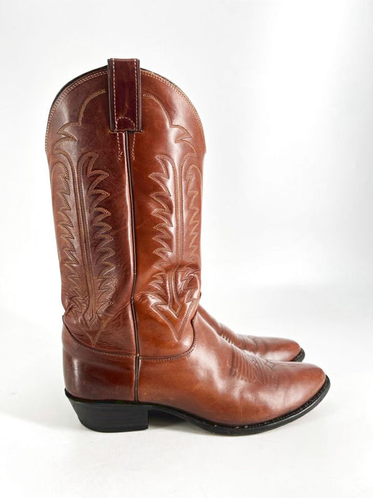 JUSTIN Size 10 Cognac Leather Western Boots