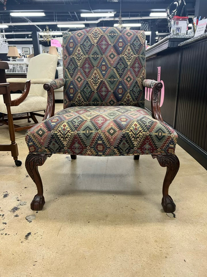 Multi Color Chippendale Upholstered Chair
