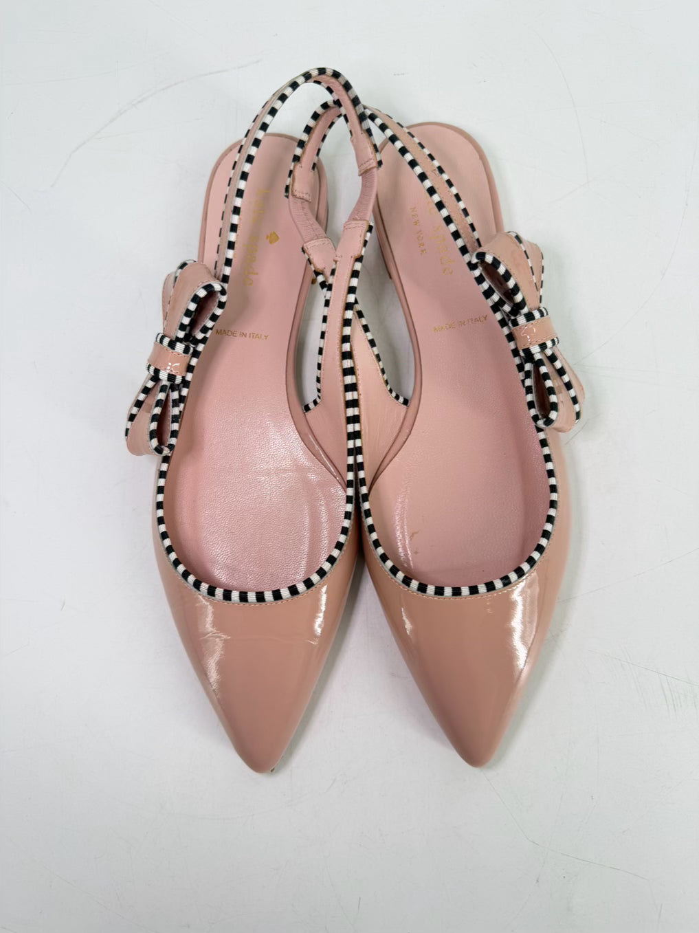 KATE SPADE Women's Size 7.5 Cream & Black Bow Detail Flats