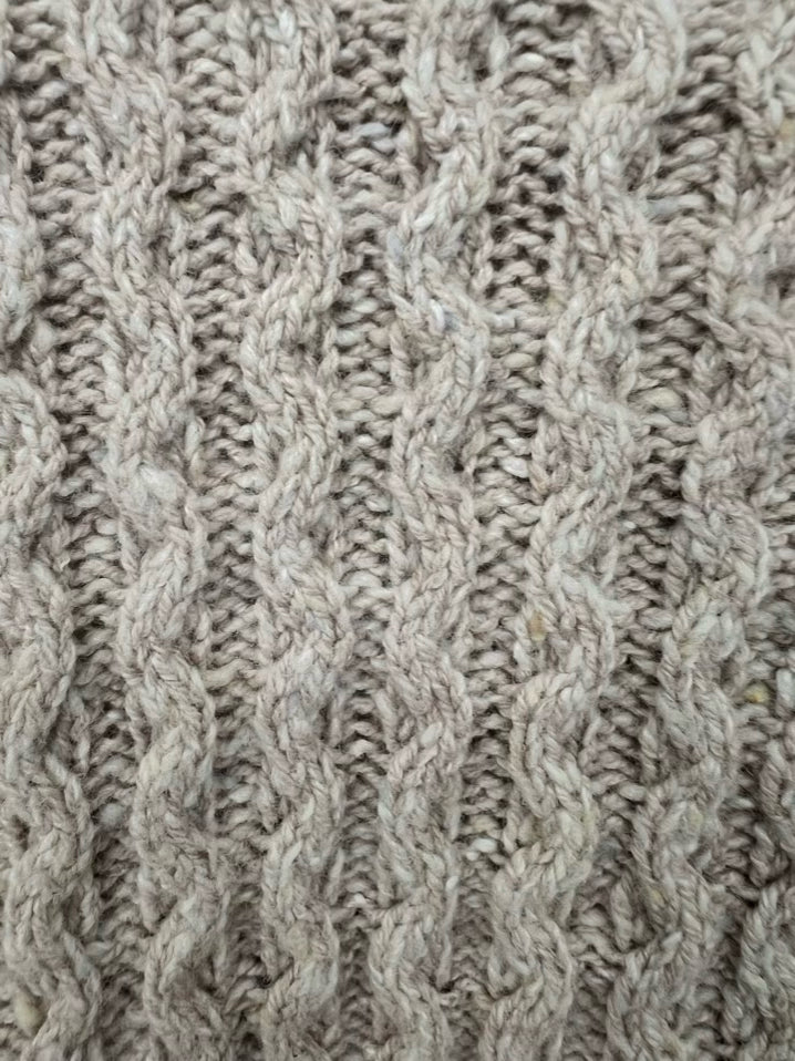 IRELANDSEYE Size L Latte Cable Knit Sweater