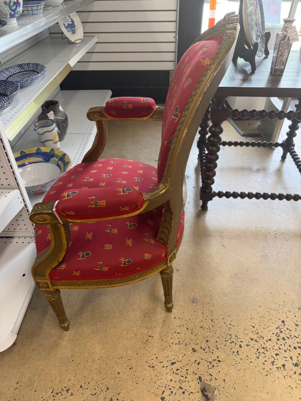 Gold French Chair w/ Red Fabric
