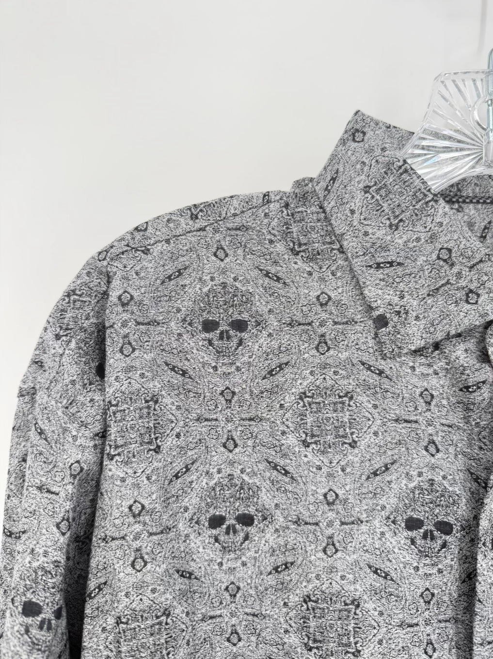 VISCONTI BLACK Size L Gray Print Long Sleeve Shirt