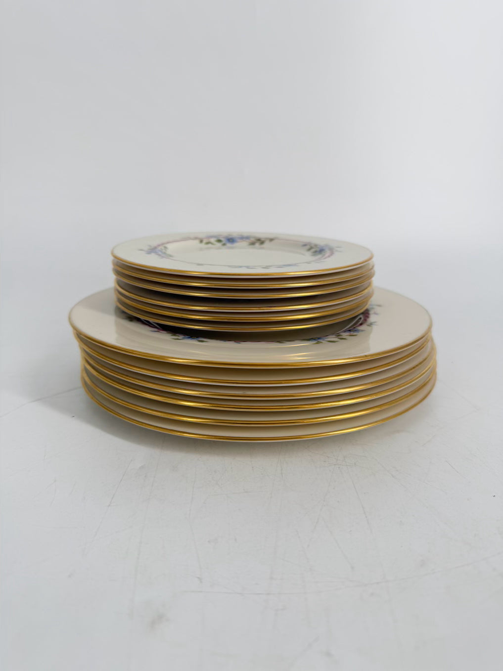 LENOX White, Pink & Blue China Belvidere 6 Piece Dinnerware Setting For 8