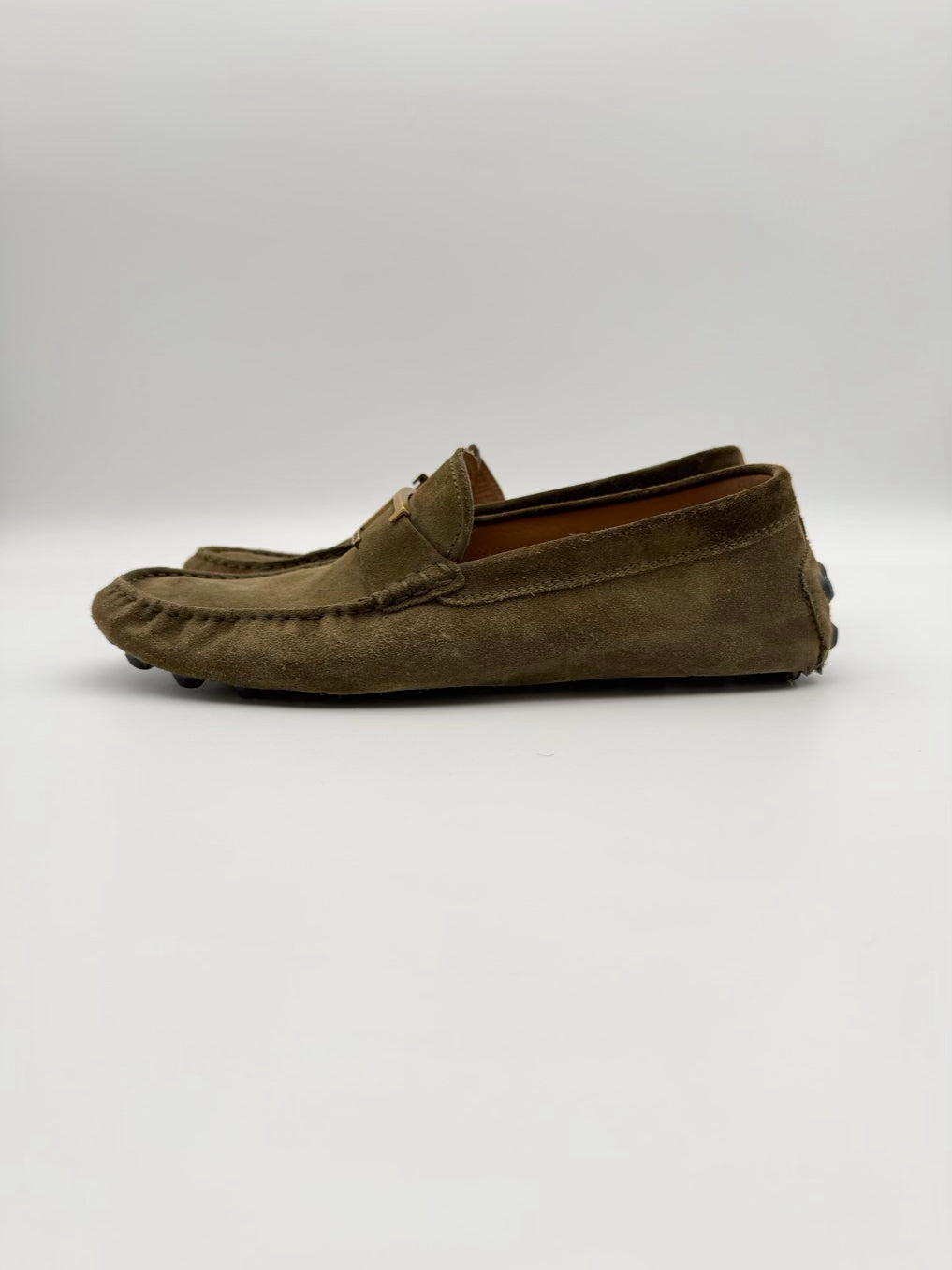 TODS MENS Size 9 Olive Gommino Suede Leather Loafers