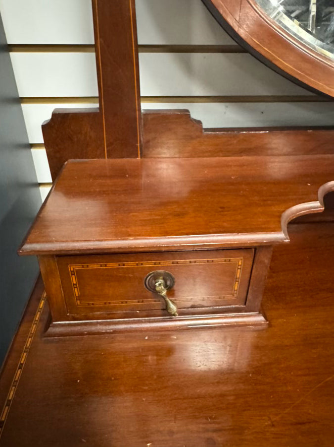 ANTIQUE Wood 2-Drawer Dresser w/ Attached Mirror
