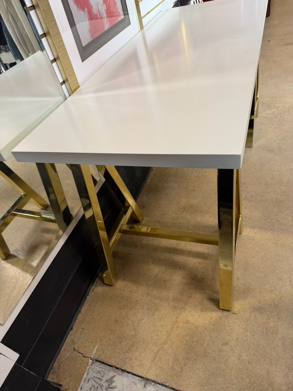 Gold Cross Base Desk w/ White Top