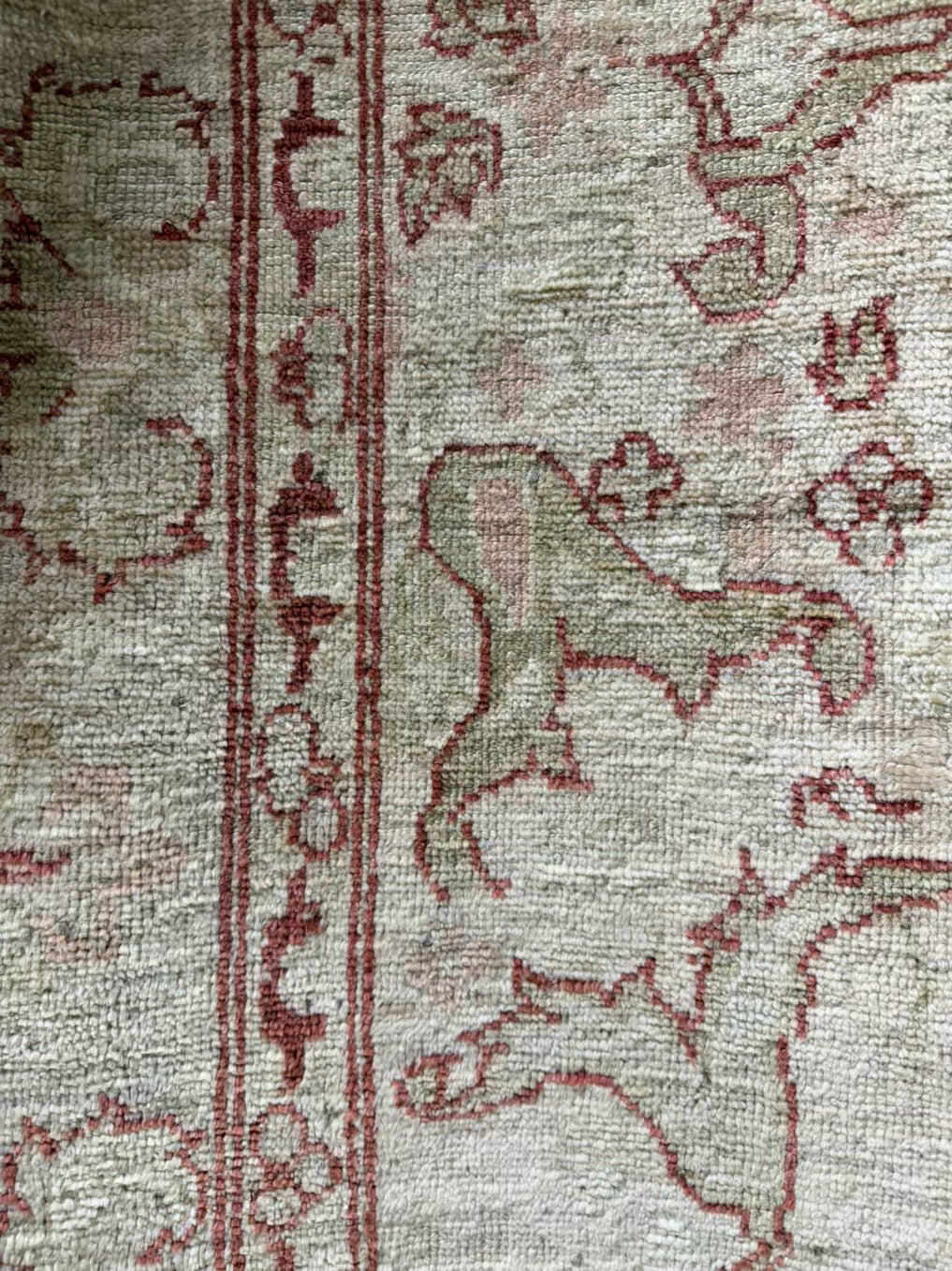 TURKISH Cream & Salmon Handmade Oushak Wool Area Rug