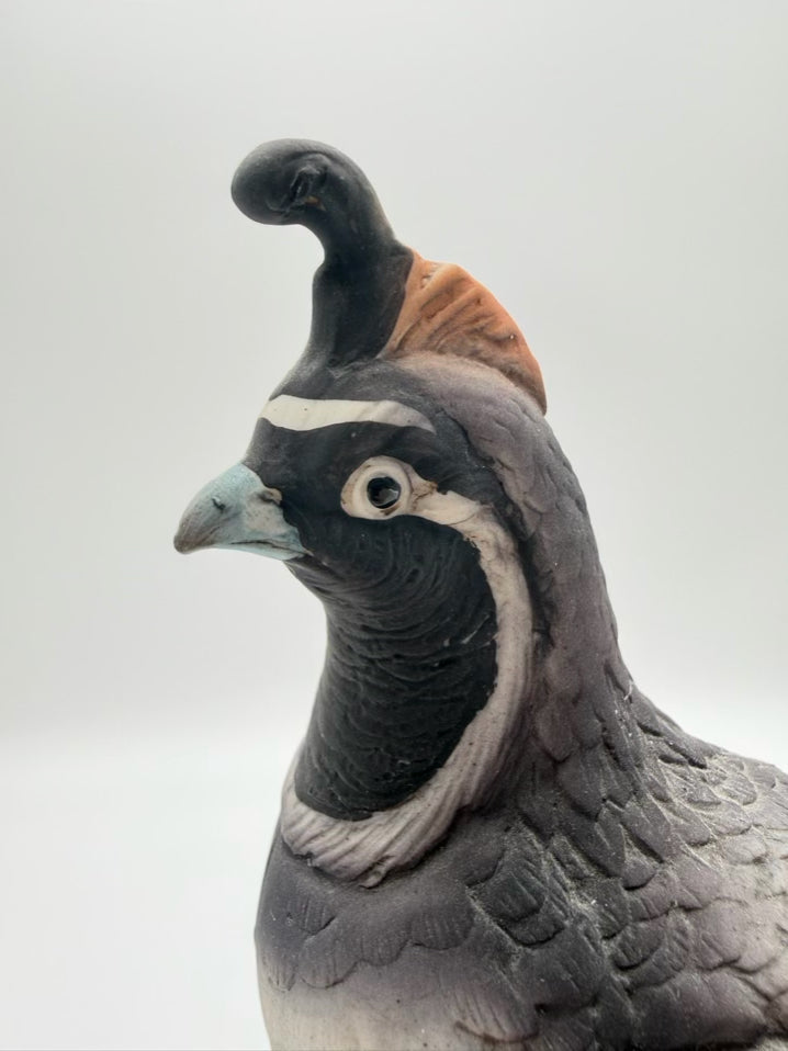 Gray/Green/Brown Porcelain California Quail Figurine