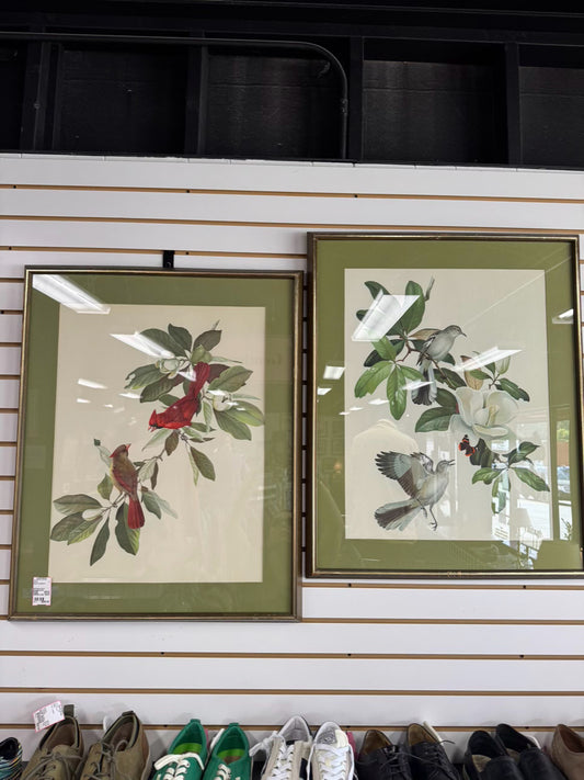ROGER TORY PETERSON Pair of Birds Paintings in Gold & Wood Frames