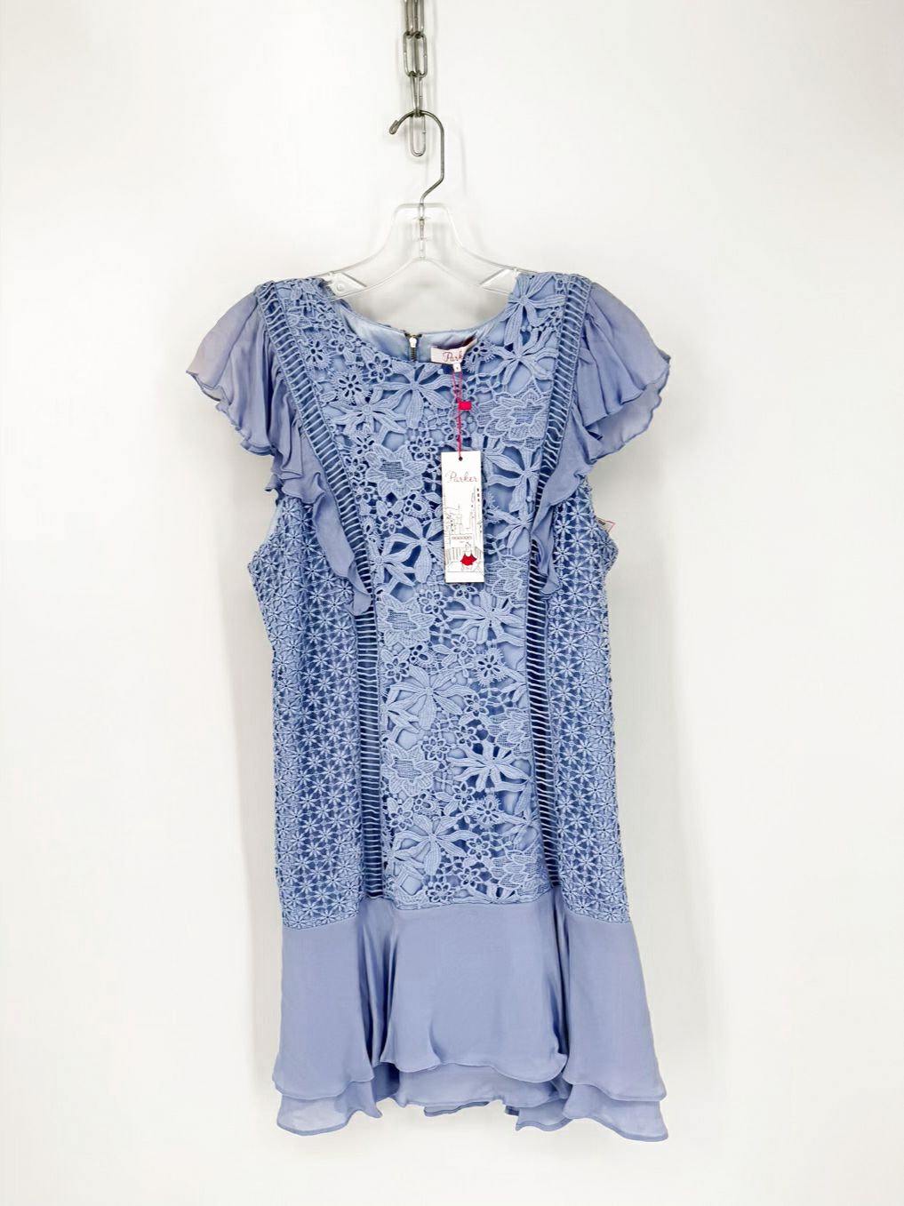 PARKER Size 8 Lilac Lace Ruffle Silk Dress NWT
