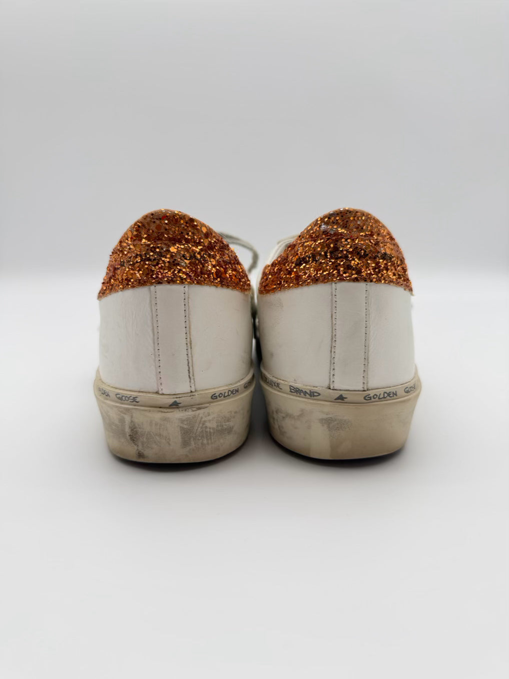 GOLDEN GOOSE Size 38 White & Bronze Textile Sneakers