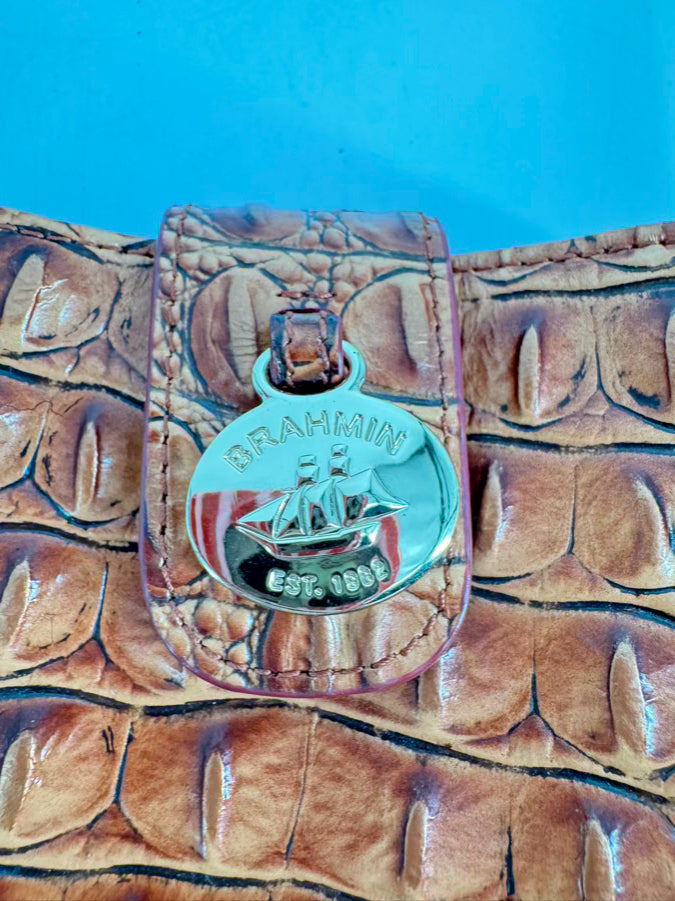 BRAHMIN Copper Embossed Leather Crossbody Bag