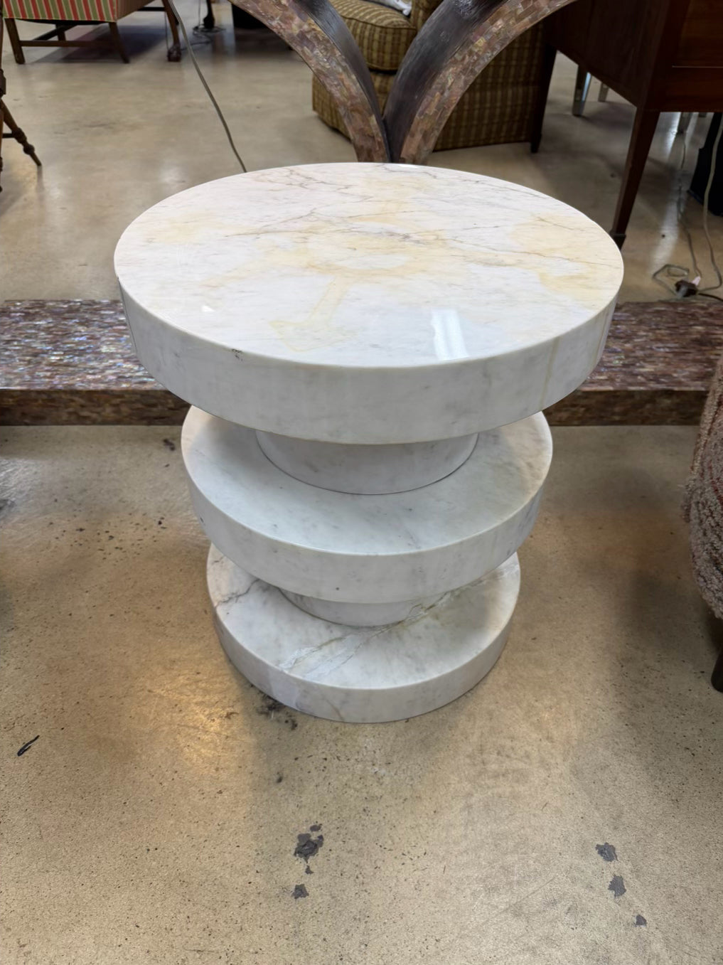 MR. BROWN White Marble Modern Occasional Table