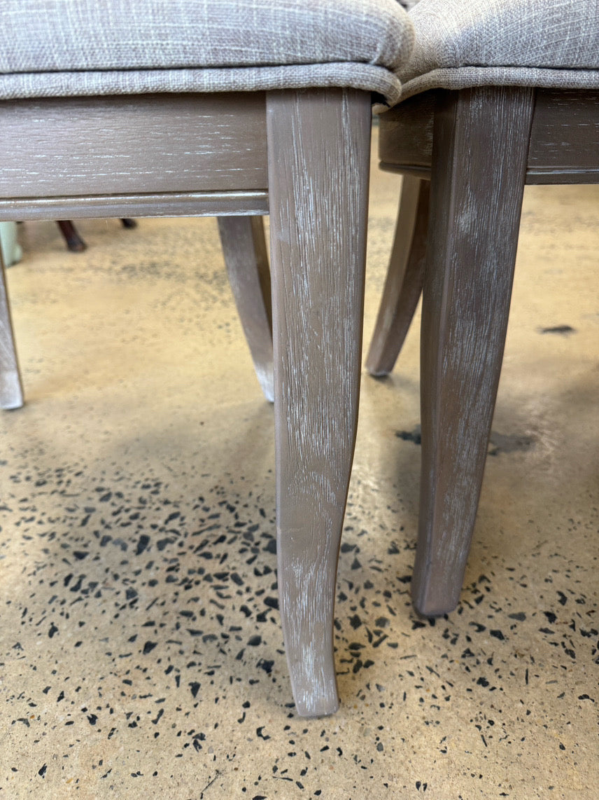 White Wash Wood Upholstered Pair of Side Chairs