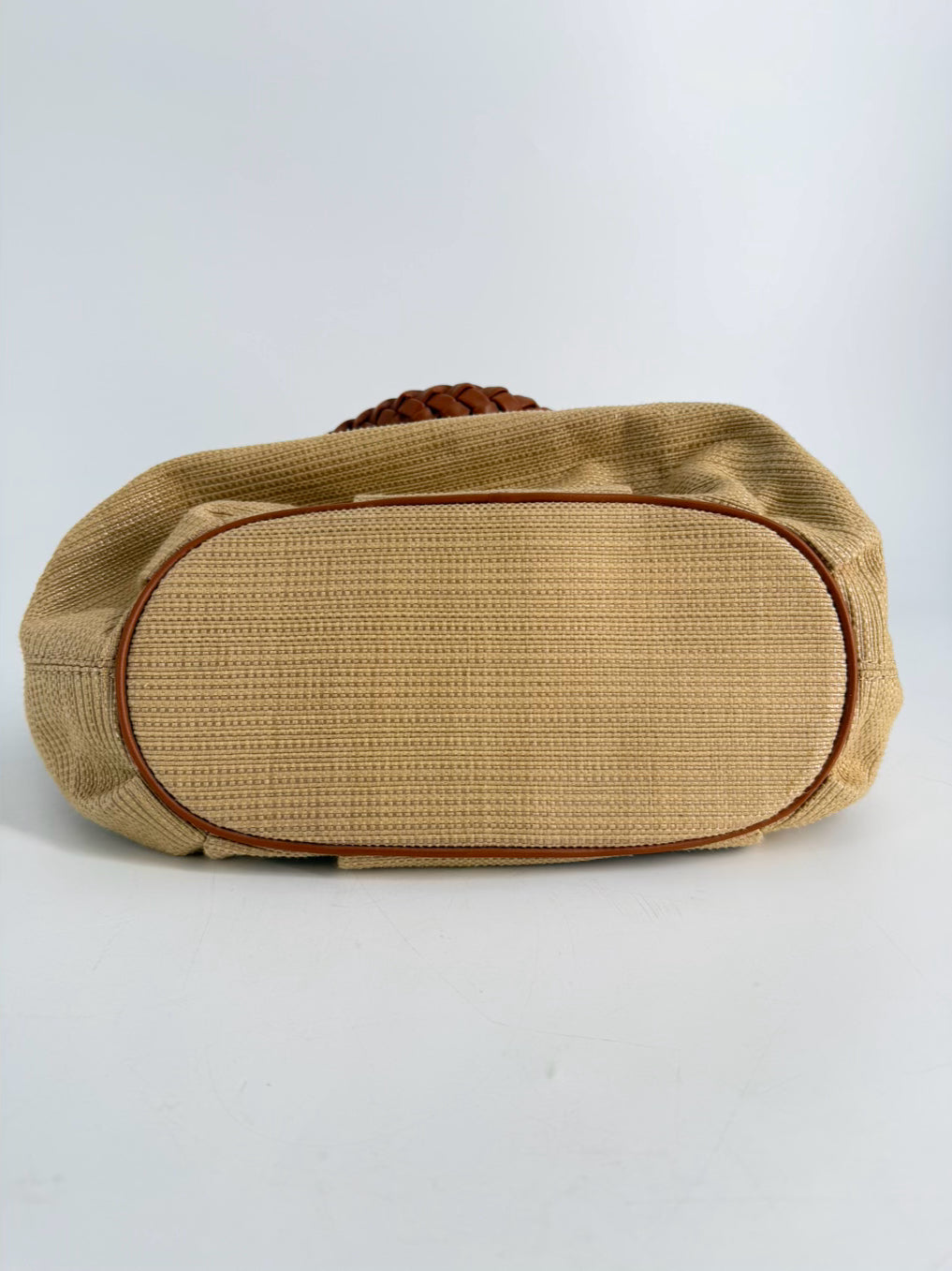 MICHAEL KORS Leather Natural Straw Woven Purse
