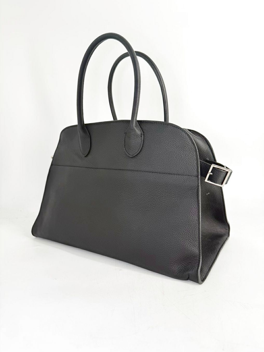 THE ROW Margaux 15 Bag Black Pebbled Leather w/ Silver Hardware