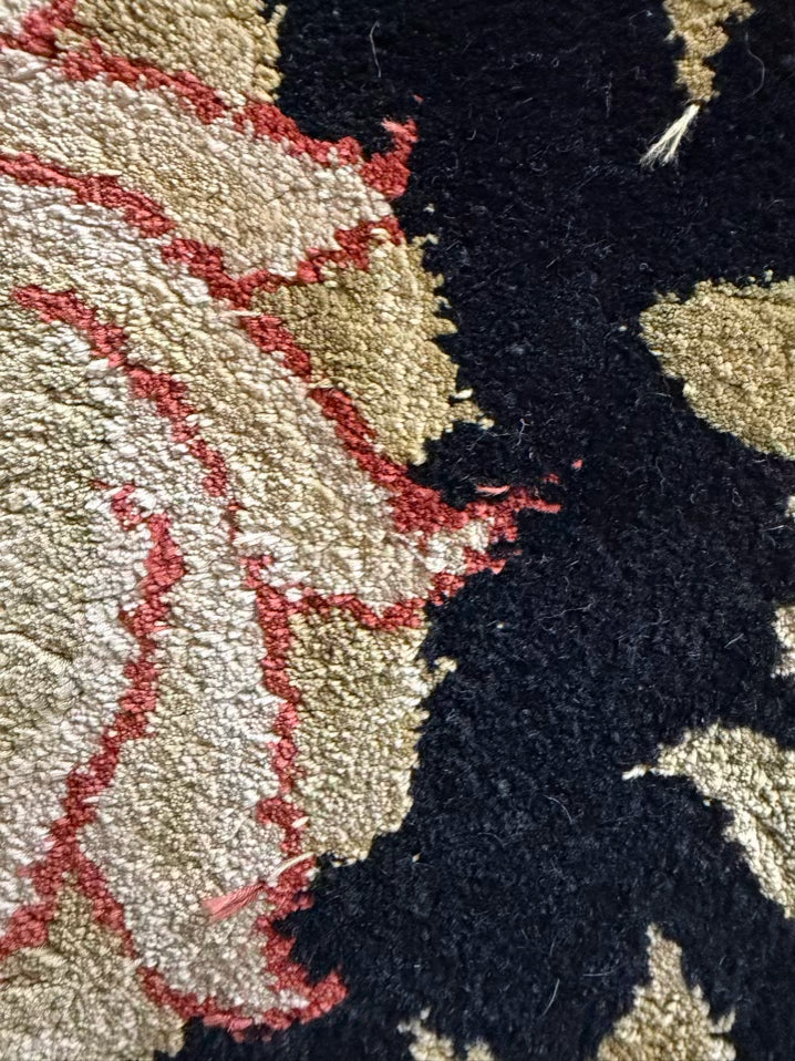 Black, Rust & Cream Floral Area Rug