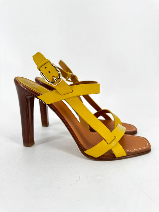 RALPH LAUREN Size 39 Yellow Leather Heels