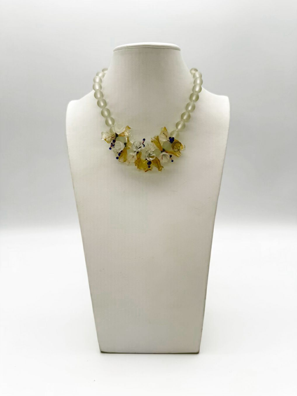 Blue & White Venetian Glass Flower Necklace