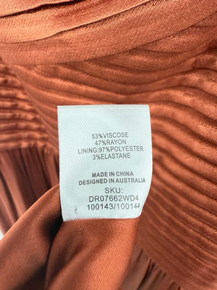 MESHKI Wmn's Size M Copper Pleated One Shoulder Maxi-Dress NWT