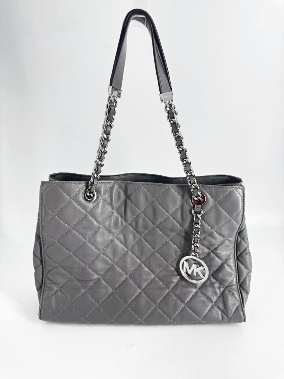MICHAEL KORS Gray Quilted Leather Purse