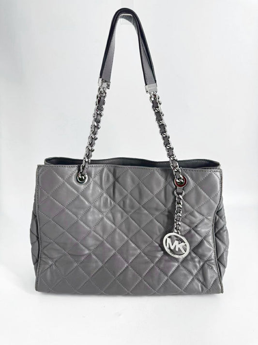 MICHAEL KORS Gray Quilted Leather Purse