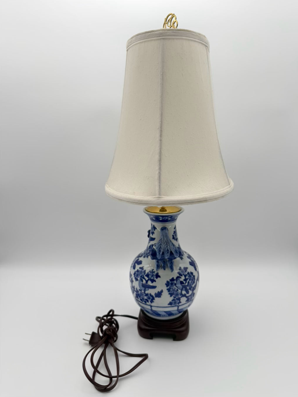 Blue & White Porcelain Lamp w/ Shade