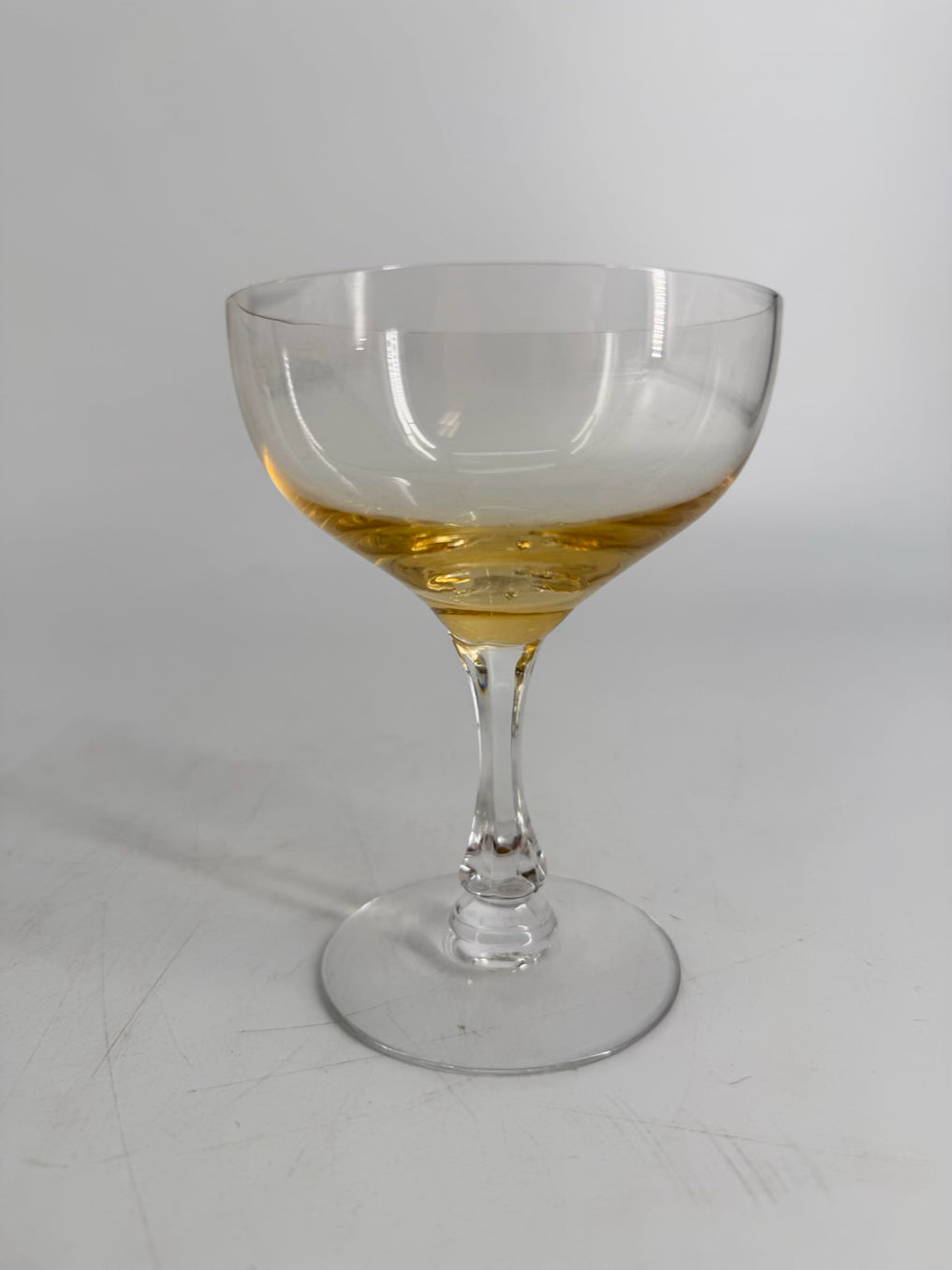 VINTAGE FOSTORIA Crystal Vogue Gold Tint Set of 8 Champagne Glasses