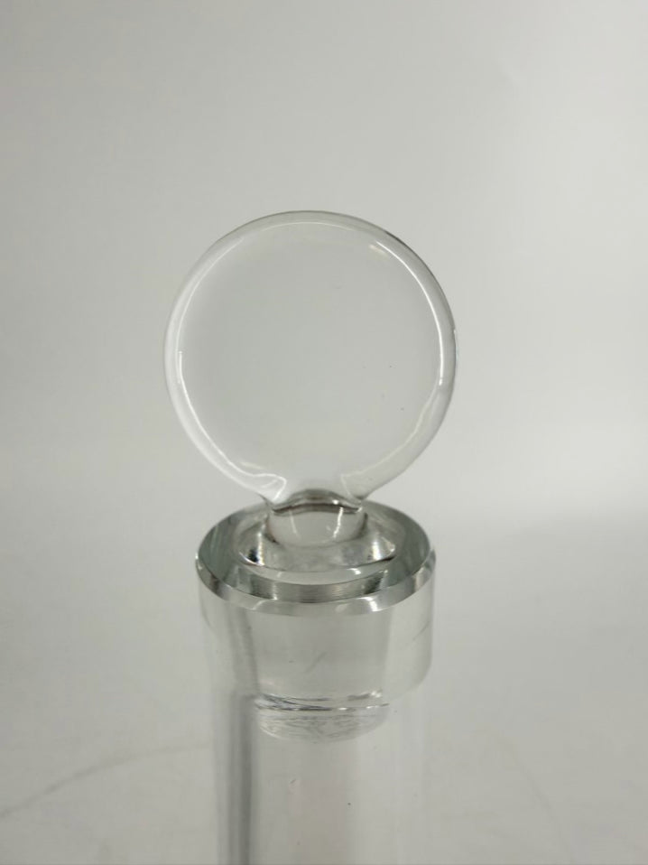 BACCARAT Clear Glass Bottle w/ Circular Stopper