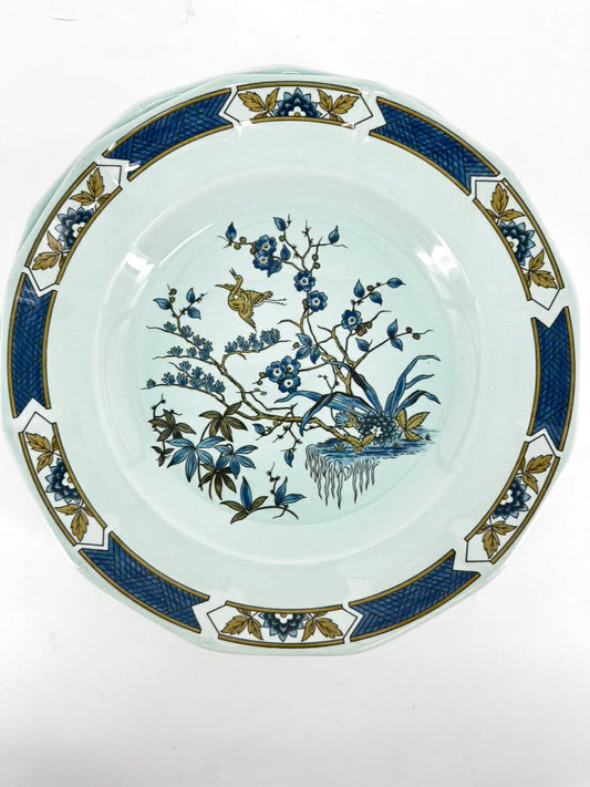 ADAMS Robin's Egg Blue Calyx Ware Ming Toi Set of 3 Plates