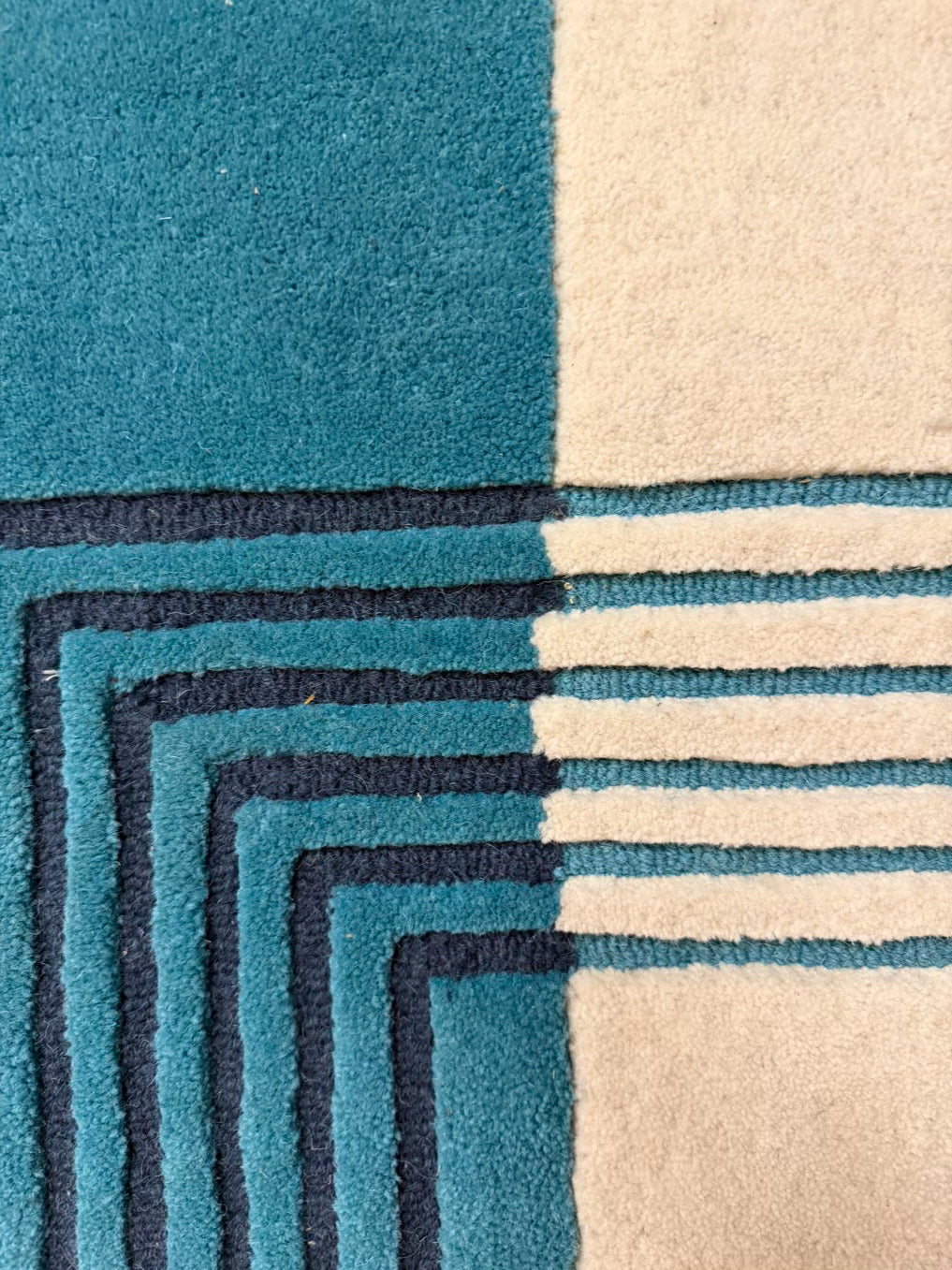 WEST ELM White, Teal, Gray & Green Geometric Area Rug