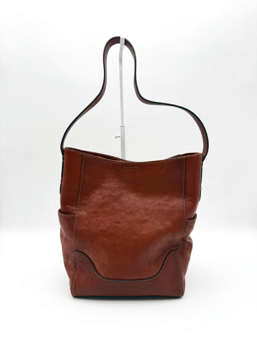 FRYE Cognac Leather Side Pocket Hobo Purse