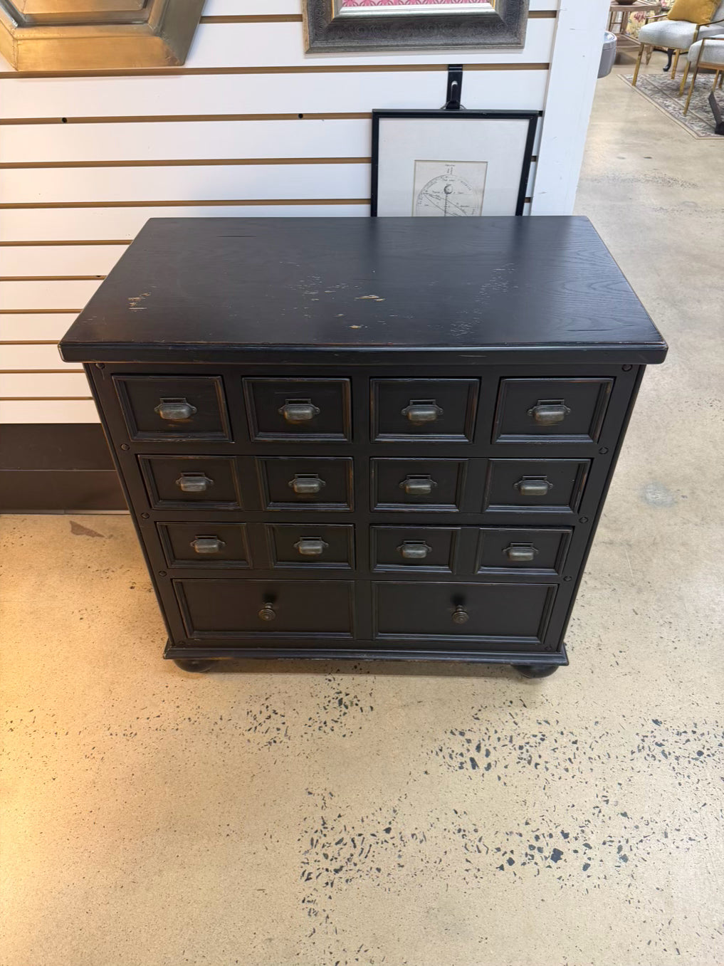 THOMASVILLE Black Wood Chest w/ Drawers