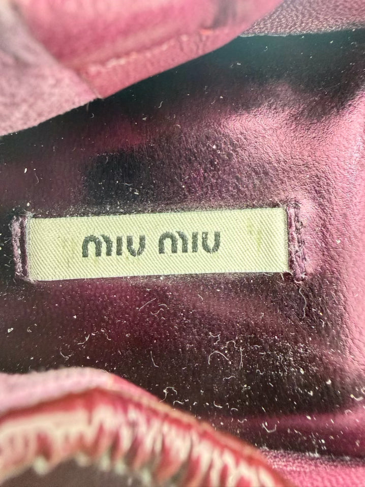 MIU MIU WMNS Size 37.5 Raspberry Leather Flats