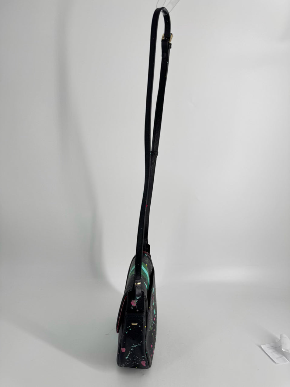 BENE ITALY WINDY O'CONNER Black & Multicolor Handpainted Crossbody Bag