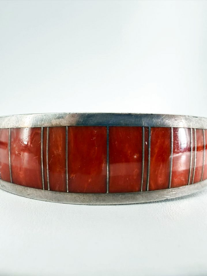RAY TRACY STERLING SILVER Orange Spiny Oyster Shell Cuff