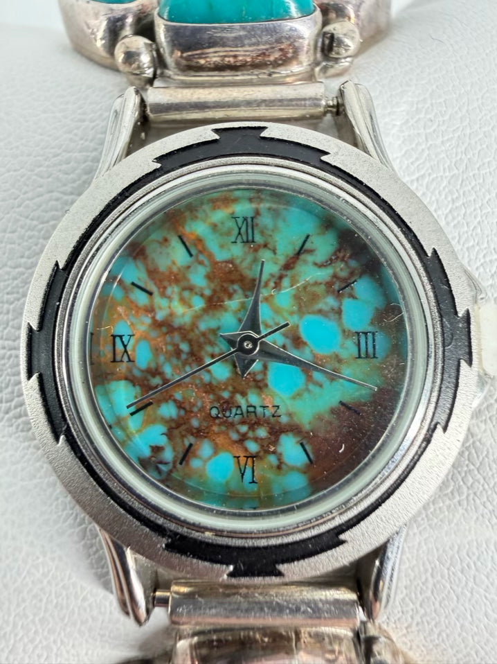 STERLING SILVER Blue Kingman Turquoise Watch